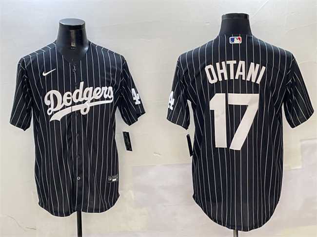 Men%27s Los Angeles Dodgers #17 Shohei Ohtani Black Cool Base Stitched Jersey->los angeles dodgers->MLB Jersey